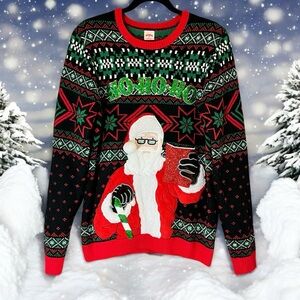Holiday Time Ugly Christmas Sweater Adult M (38-40) Party Santa Red Solo Cup